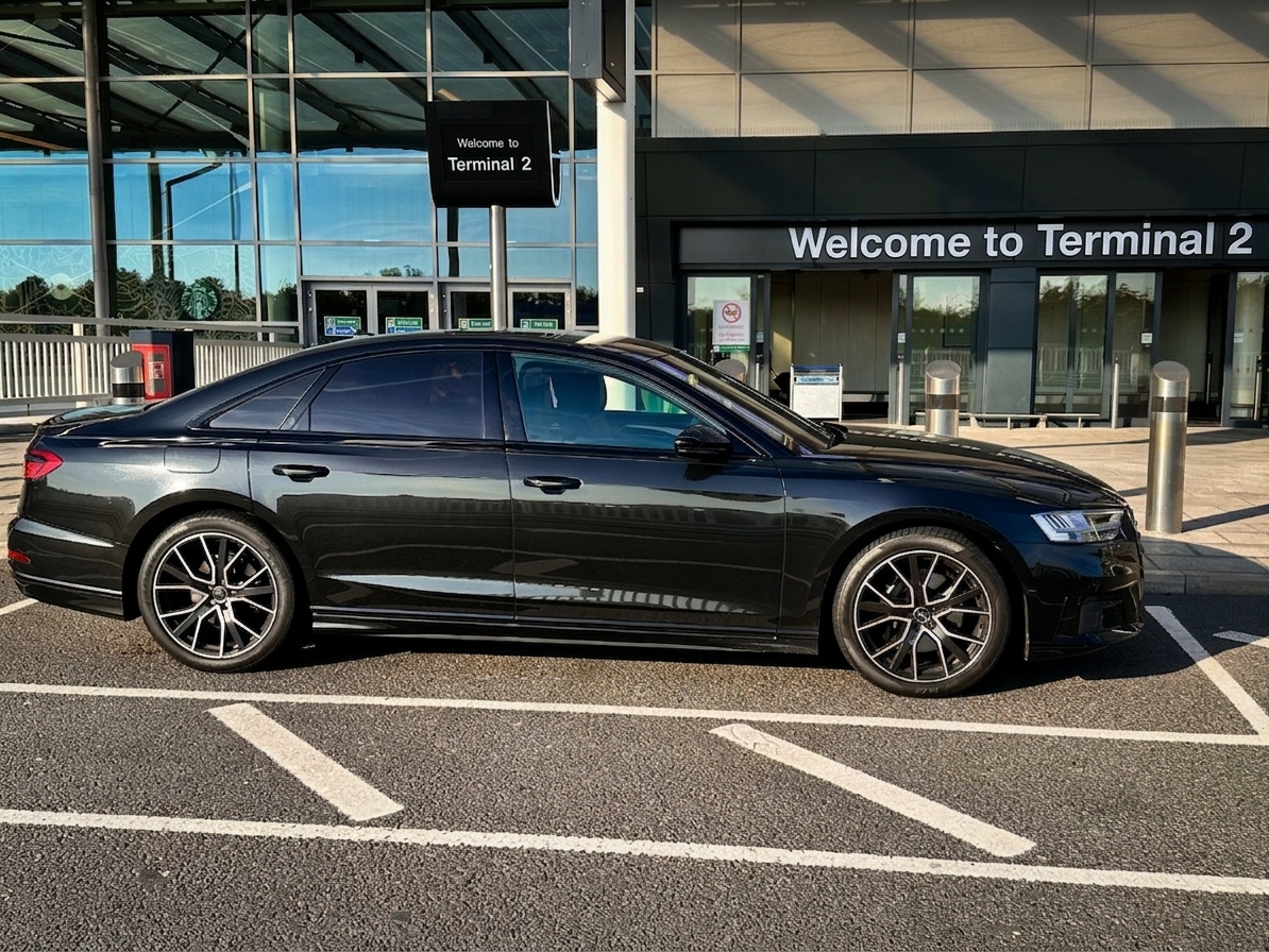 Our Chauffeur Driven Audi A8 at Manchester Airport Terminal 2 Departures